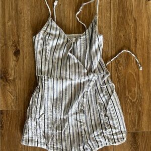 Hollister White and Blue Striped Romper